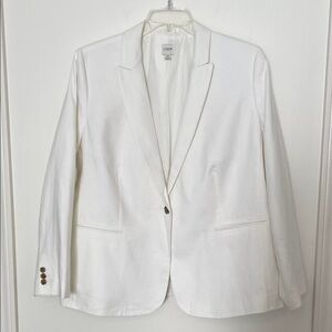 J. Crew White Single-Button Linen Blend Tailored Holland Blazer Women’s size 22